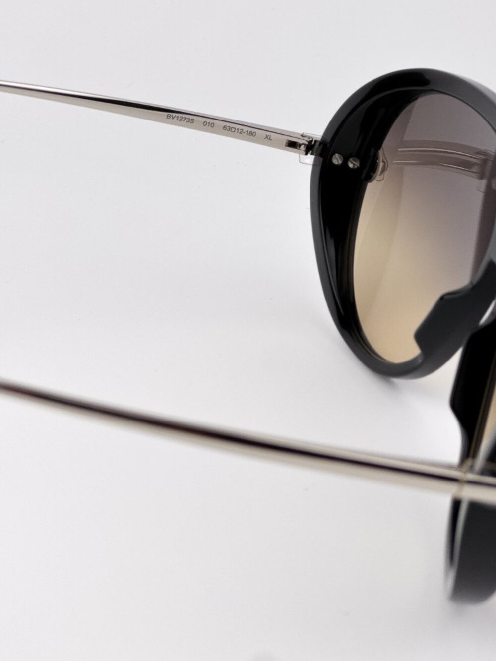 Bottega Veneta BV1273S 010 Sunglasses Black Silver Oversize Pilot Brown Gradient - Picture 8 of 9